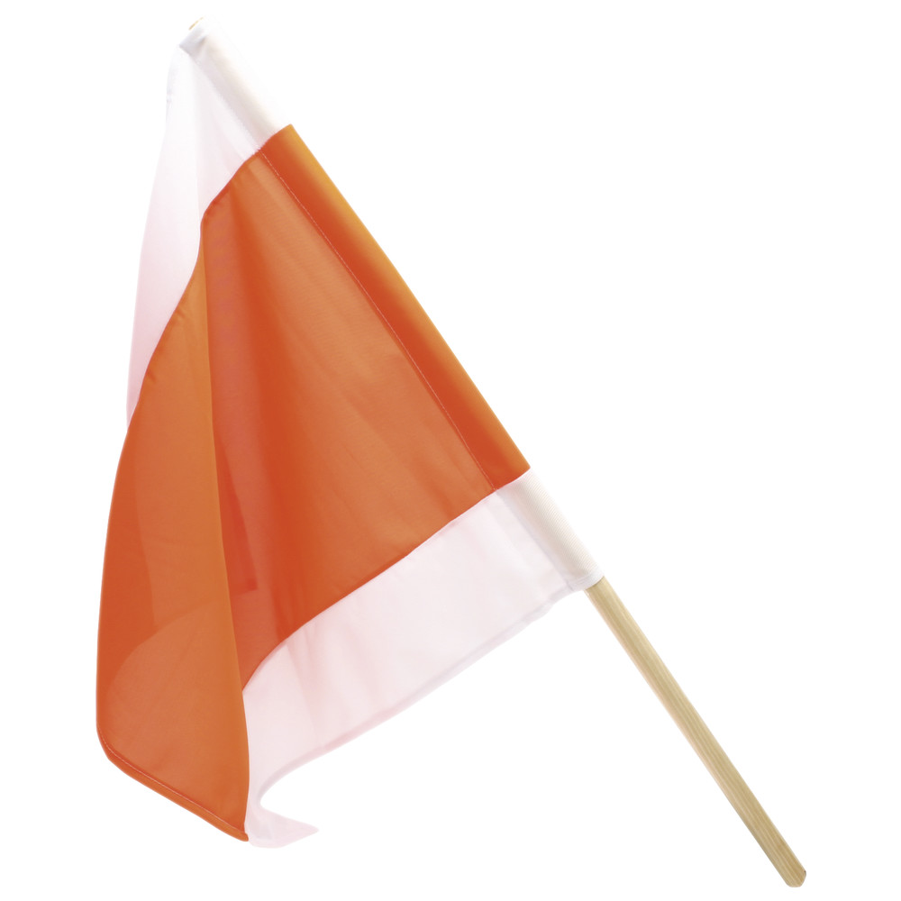 Bild von DÖNGES Warnflagge, 50x50 cm, mit Holzstab,weiß/orange/weiß