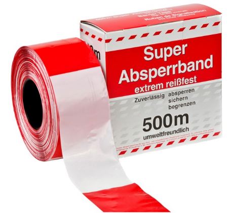 Bild von DÖNGES Absperrband, 500 mtr. lang, 80 mm breit,rot/weiß