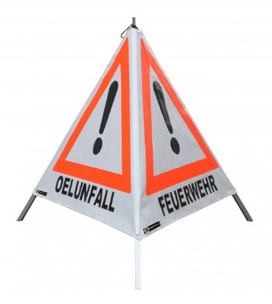Bild von DÖNGES Faltsignal, 700 mm, tagesleuchtfarbe, FEUERWEHR/ UNFALL/ ÖLUNFALL