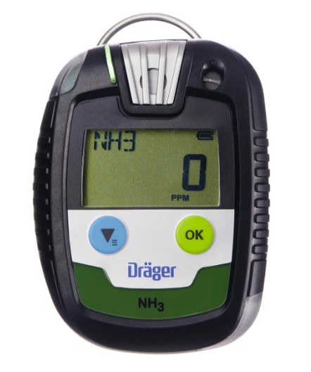Bild von DRÄGER Gasmessgerät PAC 8000 mit Sensor NH3, Standardmessbereich 0-300 ppm, Alarmschwelle 20/40 ppm